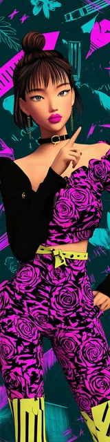 Free teacher bookmark featuring a neon-styled Asian lady teacher